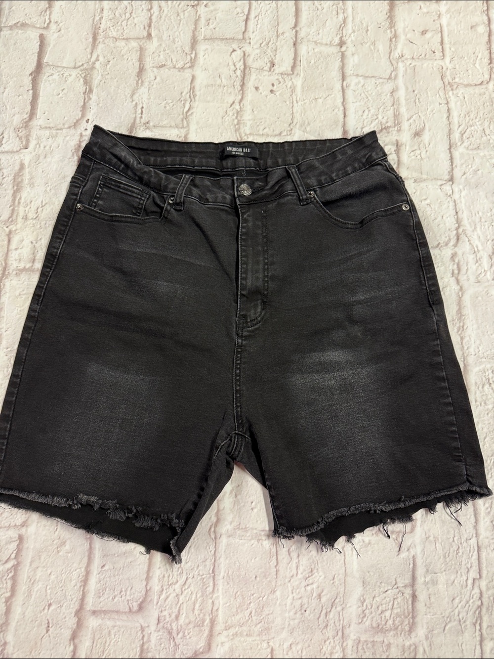 American Bazi Outfitters Black Frayed High-Rise Denim Shorts